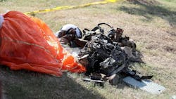 Debris from a Navy pilot that ejected before their military training jet crashed. Debris from a Navy pilot that ejected before their military training jet crashed.