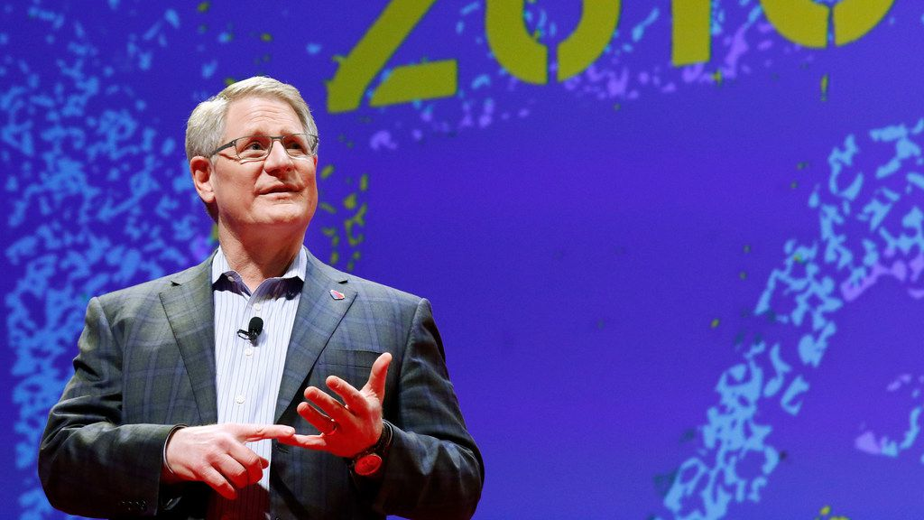 Southwest Airlines' chief operating officer Mike Van de Ven at the company's annual rally.