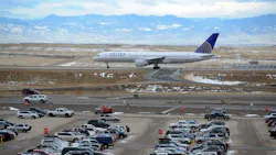 A United Airlines airplane taxis for a takeoff heading west at Denver International Airport Wednesday afternoon. (