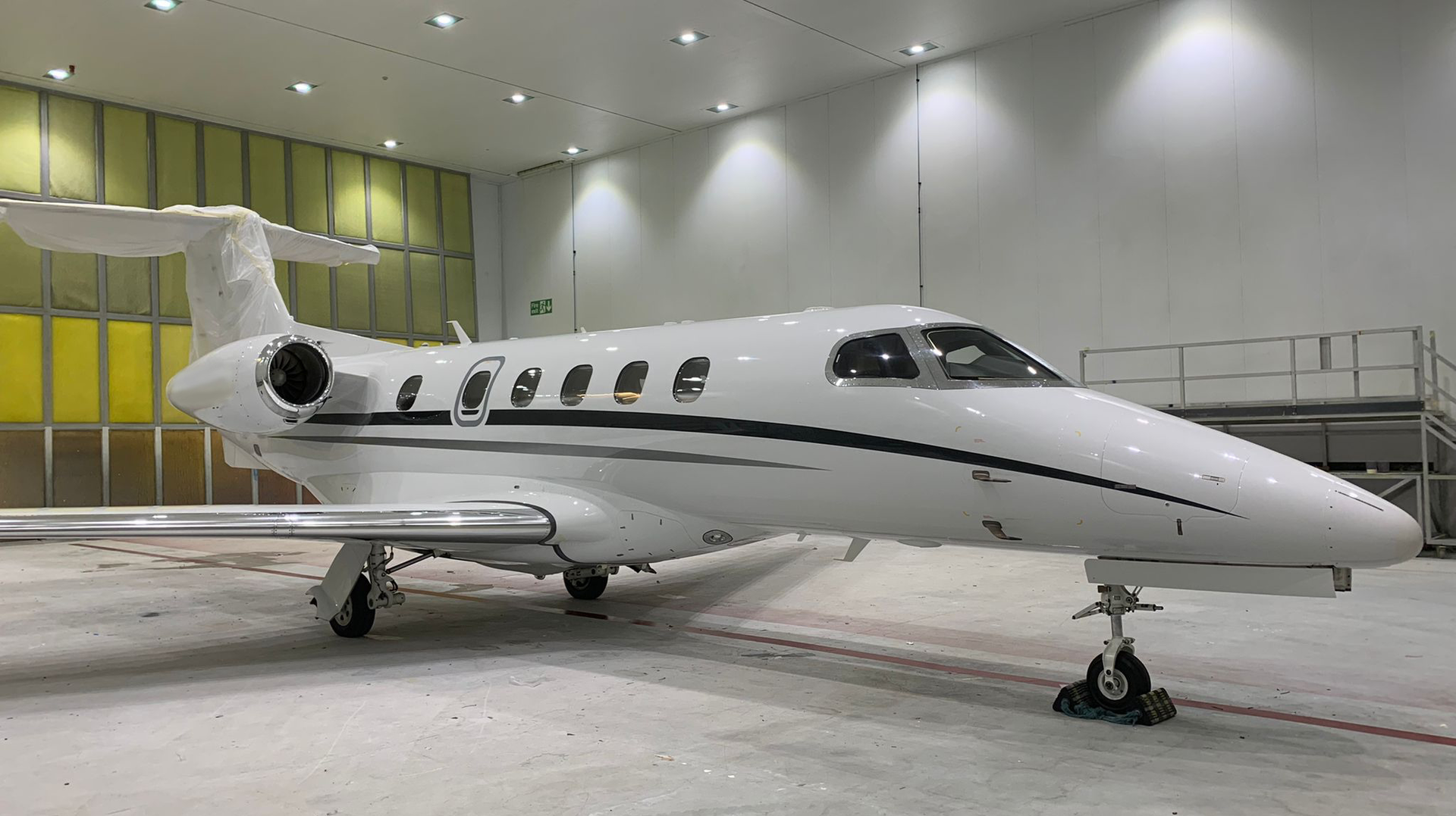 Burrows Aerospace Catreus Phenom 300 at Aerocare Chester facility.