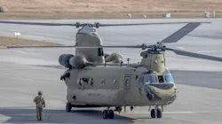 U.S. Air Force CH-47 Chinook helicopter is seen standing on the tarmac at the airport in Jasionka, near Rzeszow, Poland, on Feb. 16, 2022. U.S. Air Force CH-47 Chinook helicopter is seen standing on the tarmac at the airport in Jasionka, near Rzeszow, Poland, on Feb. 16, 2022.