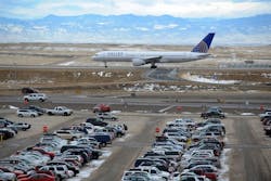 A United Airlines airplane taxis for a takeoff heading west at Denver International Airport Wednesday afternoon.