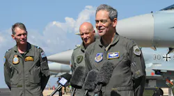 Royal Australian Air Force Air Marshal Robert Chipman, chief of the Royal Australian Air Force, and German Air Force Lt. Gen. Ingo Gerhartz, chief of the German Air Force; look on as U.S. Air Force Gen. Ken Wilsbach, Pacific Air Forces commander, speaks with members of the local media during a visit to Royal Australian Air Force Base Darwin, Australia, Sept. 5, 2022. Leadership spoke on exercise Pitch Black 2022 interoperability opportunities and expressed the importance of allies and partners working together to ensure a free and open Indo-Pacific.