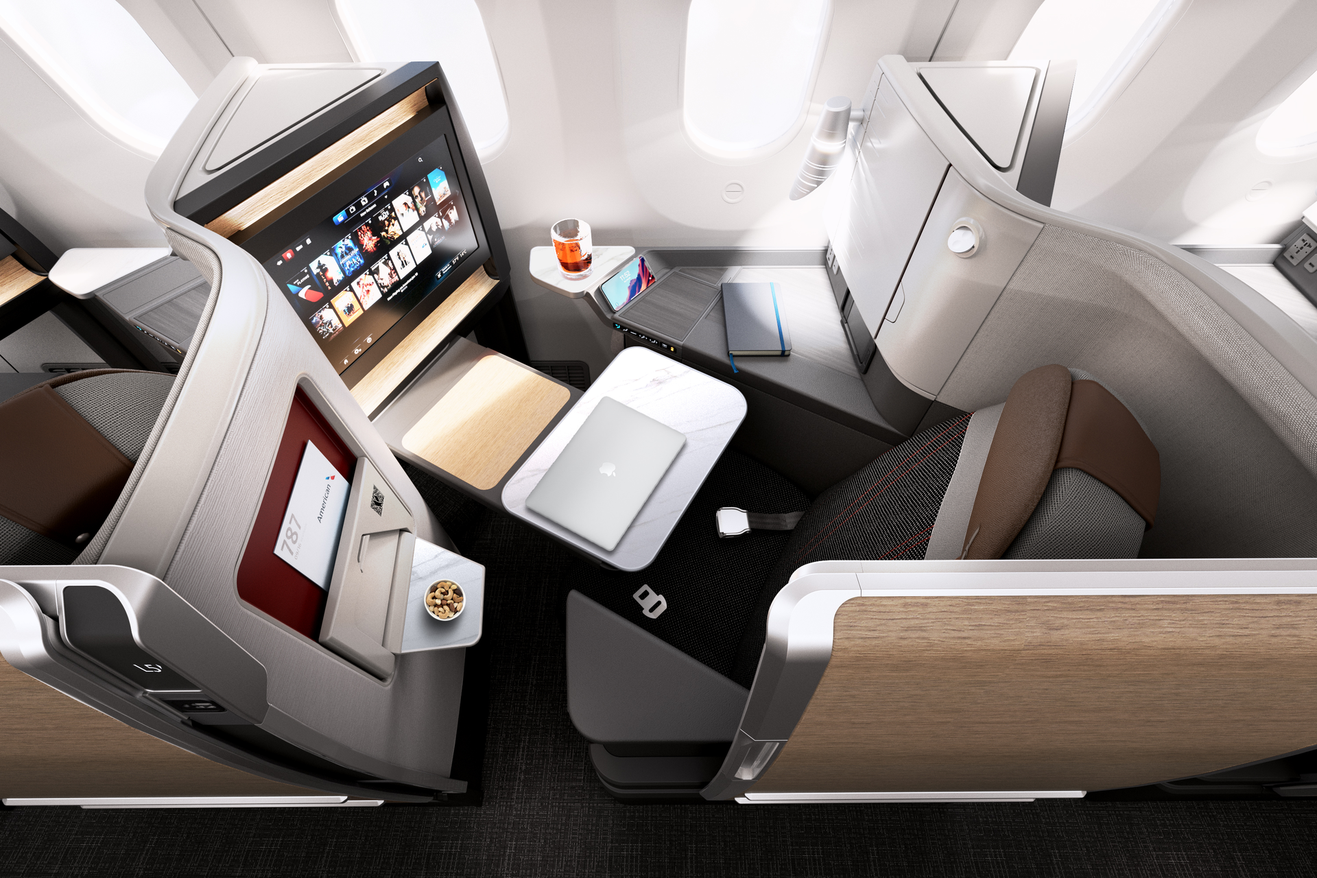 Customers will be surrounded with comfort and expansive personal surface and storage areas that they can utilize to fit their personal needs in the Boeing 787-9 Flagship Suite.