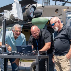 Using 5G capabilities, network engineers transfer health and usage data from a Sikorsky UH-60M Black Hawk to Waterton, Colorado, for real-time analysis.