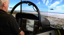 Boeing’s MUM-T demonstration included three different naval aircraft tasking four virtual, autonomous MQ-25s to conduct intelligence, surveillance and reconnaissance missions. Here a simulated F/A-18 Super Hornet interacts with a simulated MQ-25. The other aircraft tasking MQ-25s in the demo included Northrop Grumman’s E-2D Advanced Hawkeye command and control aircraft and Boeing’s P-8A Poseidon maritime patrol and reconnaissance aircraft.