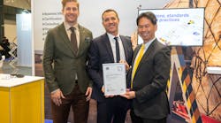 Stewart Chun, Chief Technology Officer of Asia Airfreight Terminal receives IATA CEIV Li-Batt certification at IATA World Cargo Symposium 2022