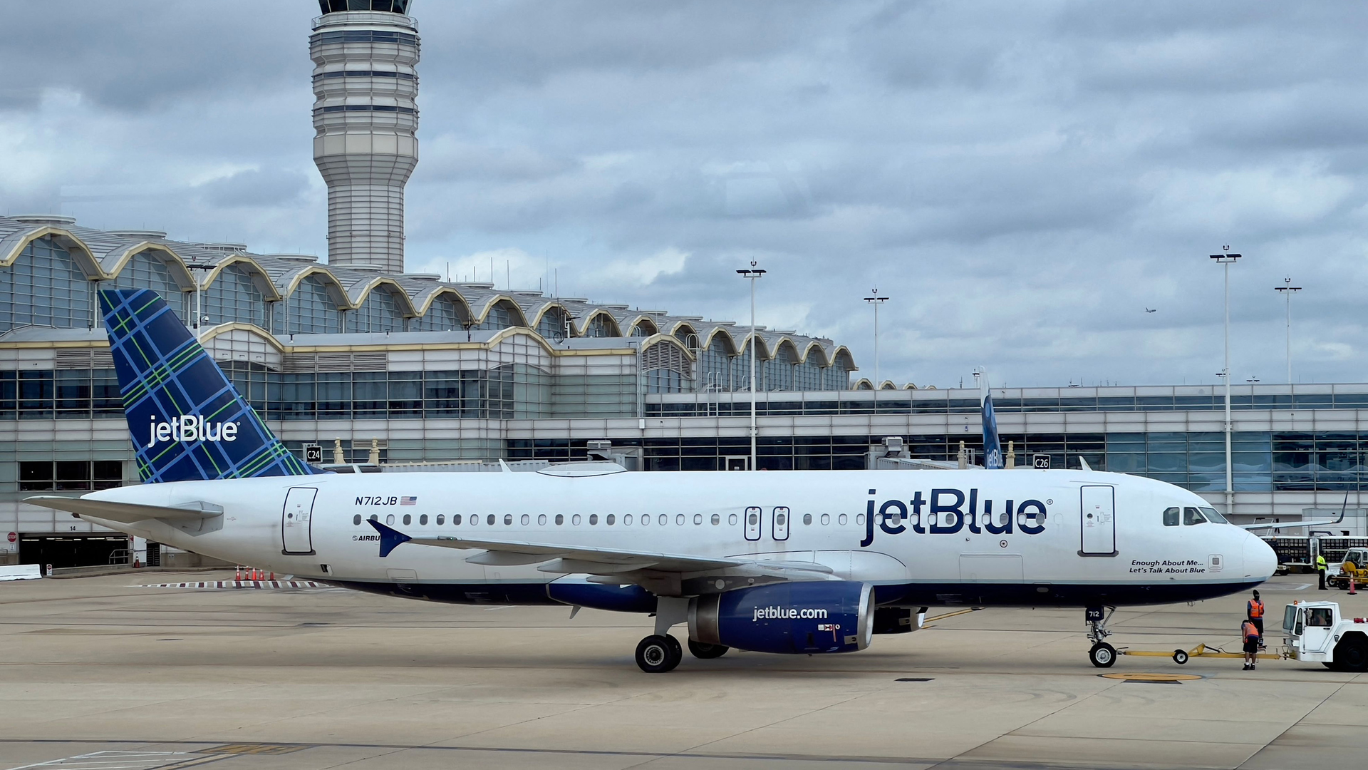 A JetBlue Airways, Airbus A320-232, taxis at Ronald Reagan Washington National Airport in Arlington, Virginia, on Sept. 10, 2022.