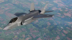 A U.S. Air Force F-35A Lightning II aircraft assigned to the 4th Fighter Squadron, Hill Air Force Base, Utah, flies over France on May 30, 2021.