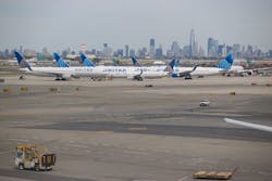 United Airlines airliners are seen at Newark Liberty Airport where the busiest runway for departing flights is schedule to be rehabilitated.