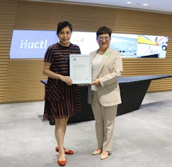 Hactl executive director and chief financial officer Amy Lam (right) receives the IATA CEIV Lithium Batteries certificate from Yvonne Ho, IATA general manager, Hong Kong and Macau. Hactl executive director and chief financial officer Amy Lam (right) receives the IATA CEIV Lithium Batteries certificate from Yvonne Ho, IATA general manager, Hong Kong and Macau.