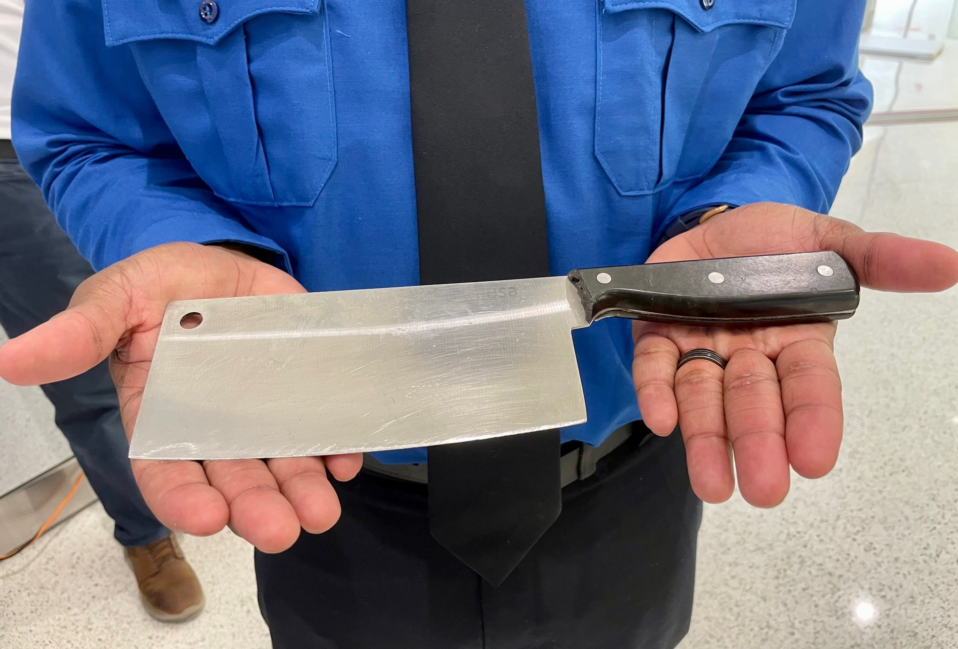 A cleaver that a traveler brought to a TSA checkpoint at BWI Airport recently.