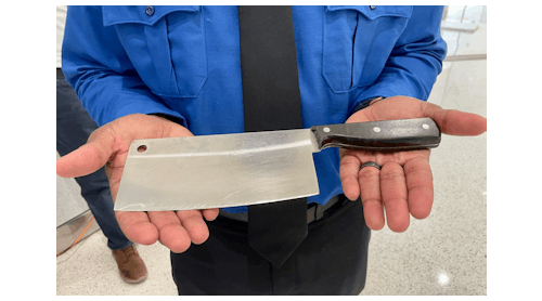 A cleaver that a traveler brought to a TSA checkpoint at BWI Airport recently.