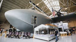 Looking up at the nose of the Spruce Goose inside the Evergreen Aviation & Space Museum Looking up at the nose of the Spruce Goose inside the Evergreen Aviation & Space Museum