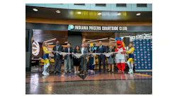 October 11, officials from the Indianapolis Airport Authority, Pacers Sports & Entertainment, and restaurant representatives from HMSHost and Diversified Concessions Group cut the “net” on the new Pacers landmark that will offer a lounge and full-menu, sit-down dining before TSA security checkpoints – making the Pacers-branded experience available to all airport guests.