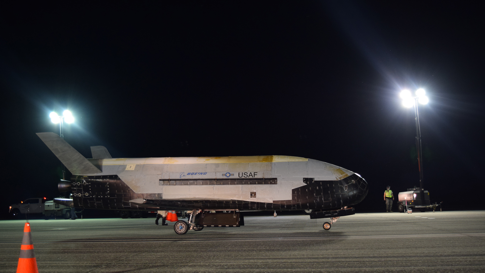 The Air Force's X-37B Orbital Test Vehicle Mission 5 successfully landed at NASA's Kennedy Space Center Shuttle Landing Facility Oct. 27, 2019.