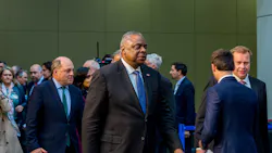 U.S. Defence Secretary Lloyd J. Austin III arrives to pose for the official press photo during the second and final day of the NATO defense ministers' meeting at the NATO Headquarters on Oct. 13, 2022, in Brussels, Belgium. The North Atlantic Council (NAC) Defense Ministers are convening at the NATO headquarters in Brussels for a two-day summit as the war in Ukraine continues.