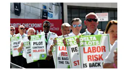 September 1, 2022 Atlanta - Delta pilots conduct informational picketing at the south terminal at Hartsfield-Jackson Atlanta International Airport ahead of the busy Labor Day travel weekend as they push for a new labor contract on Thursday, September 1, 2022.