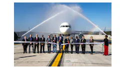 Atlanta Mayor Andre Dickens (Center) participates in a ribbon-cutting for a new Taxiway Improvement at Hartsfield-Jackson Atlanta International Airport Tuesday, Nov. 1, 2022.