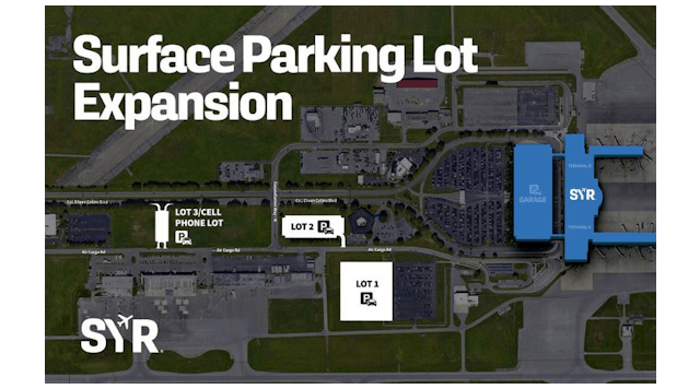 Construction has begun on three new parking lots, totaling 900 spaces, at Syracuse Hancock International Airport.