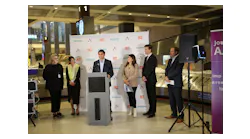 From left to right: Somer Shindler, Chief Development Officer for AUS; Jacqueline Yaft, Chief Executive Officer for AUS; Bhaskar Chopra, Senior Director, Siemens Logistics; Austin District 2 Councilmember Vanessa Fuentes; City Manager Spencer Cronk; Drew Roberts, Division Vice President, Whiting-Turner