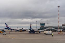 Passenger planes on the parking at the Moscow Sheremetyevo Airport.