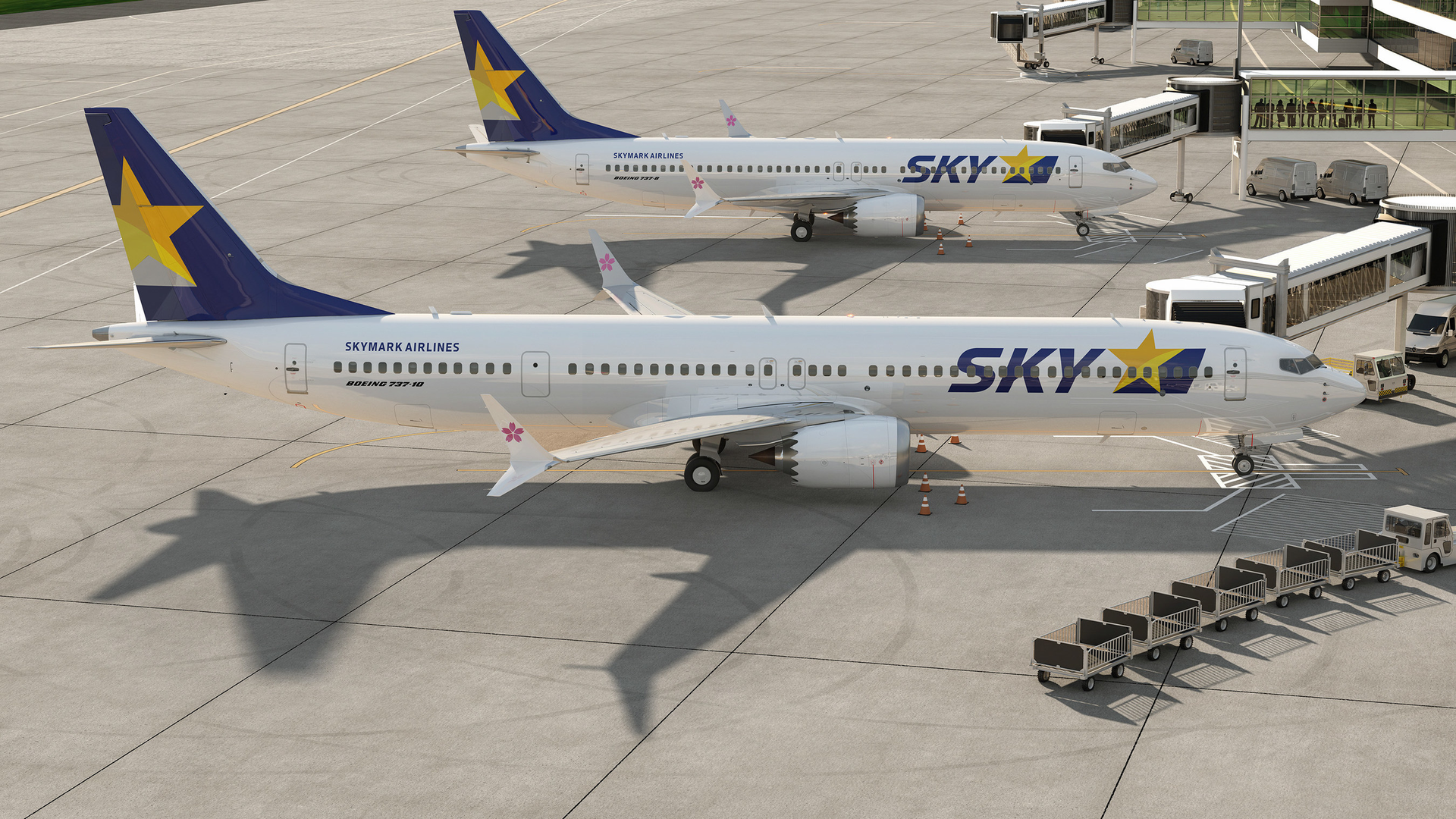 Rendering Of Boeing 737 8 And 737 10 In Skymark Livery 2