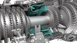 Cross section of a typical turbofan jet engine highlights the combustor under HyTEC.