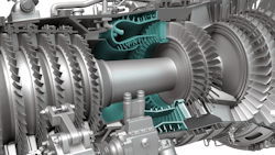 Cross section of a typical turbofan jet engine highlights the combustor under HyTEC. Cross section of a typical turbofan jet engine highlights the combustor under HyTEC.