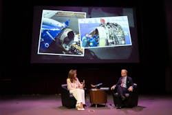Capt. Tammie Jo Shults was interviewed by Center for Aviation and Aerospace Safety head Robert L. Sumwalt, former chair of the NTSB, which led the investigation of Shults’ mid-flight emergency. Capt. Tammie Jo Shults was interviewed by Center for Aviation and Aerospace Safety head Robert L. Sumwalt, former chair of the NTSB, which led the investigation of Shults’ mid-flight emergency.