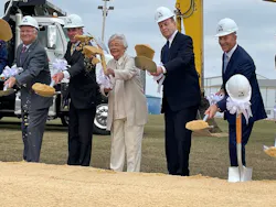 State and local dignitaries gather at the Mobile Aeroplex at Brookley on Friday, December 9, 2022, for an official groundbreaking for a future $330 million international airport in Mobile, Alabama.
