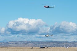 A Sacramento Sheriff s helicopter is airlifted Monday to a flatbed truck from the location of its emergency landing Sunday in a muddy field near Grant Line and Douglas roads, east of Rancho Cordova. A Sacramento Sheriff s helicopter is airlifted Monday to a flatbed truck from the location of its emergency landing Sunday in a muddy field near Grant Line and Douglas roads, east of Rancho Cordova.