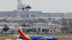 A Southwest Airlines plane approaches for its landing at Dallas Love Field airport in Dallas on Dec. 22, 2022.