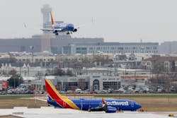 A Southwest Airlines plane approaches for its landing at Dallas Love Field airport in Dallas on Dec. 22, 2022. A Southwest Airlines plane approaches for its landing at Dallas Love Field airport in Dallas on Dec. 22, 2022.