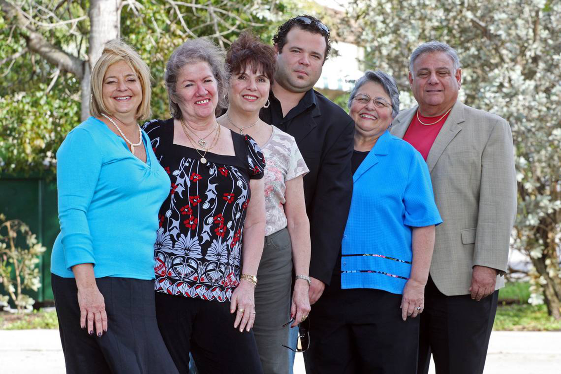 Left to right: Patricia McQuigg, flight attendant, Jan Coviello, passenger who lost son; Mercy Ruiz, flight attendant; Miguel Junco, an 11 month old passenger, who lost both his parents, Beverly Raposa, flight attendant and Ron Infantino, passenger who lost his bride. All are South Florida survivors of the crash of Eastern Flight #401 now trying to build a memorial to those who died.