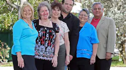 Left to right: Patricia McQuigg, flight attendant, Jan Coviello, passenger who lost son; Mercy Ruiz, flight attendant; Miguel Junco, an 11 month old passenger, who lost both his parents, Beverly Raposa, flight attendant and Ron Infantino, passenger who lost his bride. All are South Florida survivors of the crash of Eastern Flight #401 now trying to build a memorial to those who died.