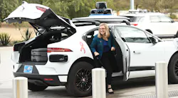 Phoenix Mayor Kate Gallego takes the first ride to the airport in a Waymo autonomous vehicle.