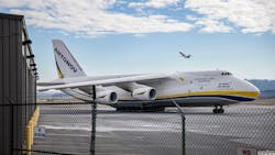 An Antonov 124-100 Ruslan aircraft sits on the tarmac at Harrisburg International Airport. The aircraft is carrying cargo for a private charter. December 29, 2022. An Antonov 124-100 Ruslan aircraft sits on the tarmac at Harrisburg International Airport. The aircraft is carrying cargo for a private charter. December 29, 2022.