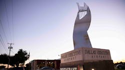 The entrance to Dallas Executive Airport in Nov. 2022 after a mid-air collision between two planes during the Wings Over Dallas air show. The entrance to Dallas Executive Airport in Nov. 2022 after a mid-air collision between two planes during the Wings Over Dallas air show.
