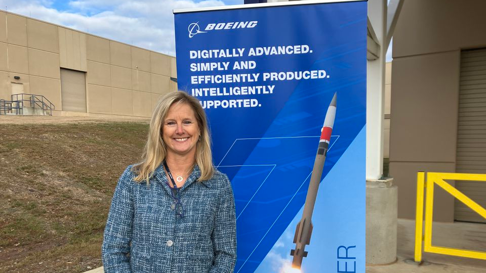 Kay Sears, Boeing vice president and general manager of Space, Intelligence & Weapon Systems for Boeing Defense, Space & Security in Huntsville Jan. 23, 2023 for the official opening of an expansion to Boeing's electronics production center.