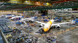 787 aircraft undergo work to fix defects at the fuselage joins inside Boeing’s Everett plant in June 2022. In the last quarter, Boeing added $600 million in estimated abnormal production costs due to supply chain delays in shipping parts. That brings the total cost of 787 problems since deliveries were first halted in 2020 to $6.3 billion.