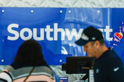 Customers in line at the Southwest front desk at Dallas Love Field airport in Dallas on Wednesday, Jan. 4, 2023.