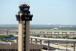 One of three air traffic control towers at DFW International Airport. One of three air traffic control towers at DFW International Airport.