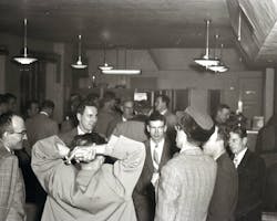 Aviation enthusiasts gather at Curtiss-Wright Airport, now Timmerman Airport, in Milwaukee on Jan. 26, 1953, to organize the group that would be named the Experimental Aircraft Association. Aviation enthusiasts gather at Curtiss-Wright Airport, now Timmerman Airport, in Milwaukee on Jan. 26, 1953, to organize the group that would be named the Experimental Aircraft Association.