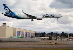 A Boeing 737 Max-9, built for Alaska Airlines, undergoes testing as it flies past the Boeing factory in Everett, Washington on March 23, 2020. Alaska said Wednesday it plans to change its MAX order to include larger MAX 10 models, available in 2024. A Boeing 737 Max-9, built for Alaska Airlines, undergoes testing as it flies past the Boeing factory in Everett, Washington on March 23, 2020. Alaska said Wednesday it plans to change its MAX order to include larger MAX 10 models, available in 2024.