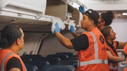 Touchpoints are cleaned and sanitized with a pre-saturated wipe. Touchpoints are cleaned and sanitized with a pre-saturated wipe.