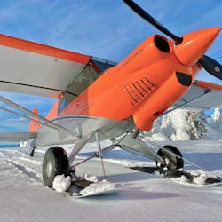A Summit Ski equipped Carbon Cub FX-3 explores the wintertime backcountry in Washington.
