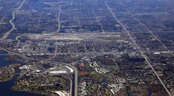 An aerial view of Palm Beach International airport in Palm Beach, Florida.