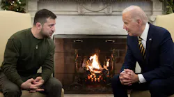 Ukraine's President Volodymyr Zelenskyy, left, meets with President Joe Biden in the Oval Office of the White House, in Washington, D.C., on Dec. 21, 2022.