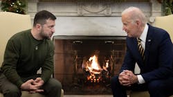Ukraine's President Volodymyr Zelenskyy, left, meets with President Joe Biden in the Oval Office of the White House, in Washington, D.C., on Dec. 21, 2022. Ukraine's President Volodymyr Zelenskyy, left, meets with President Joe Biden in the Oval Office of the White House, in Washington, D.C., on Dec. 21, 2022.